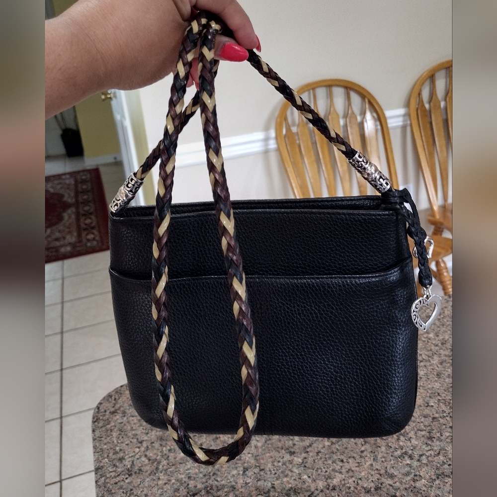 Brihgton Black pebble Leather Crossbody Bag